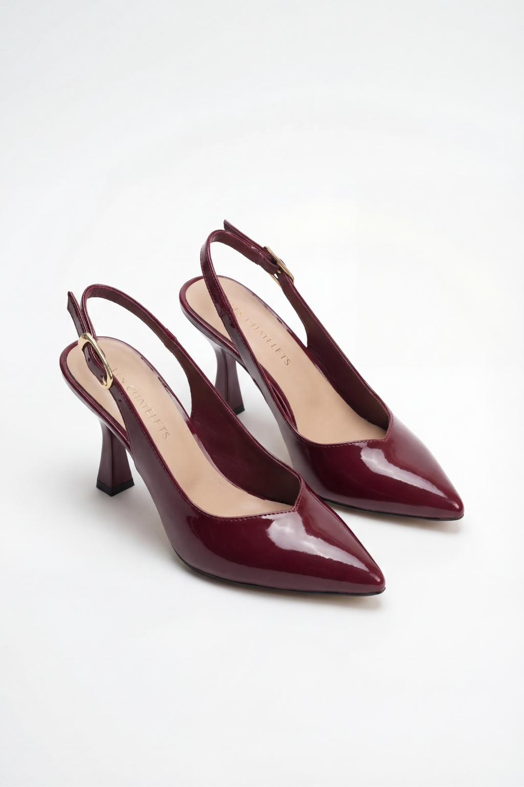 Les Souvenirs Portés Serisi Souvenir du Soir – Bordo Rugan 9 cm Sivri Burun Slingback Topuklu Ayakkabı