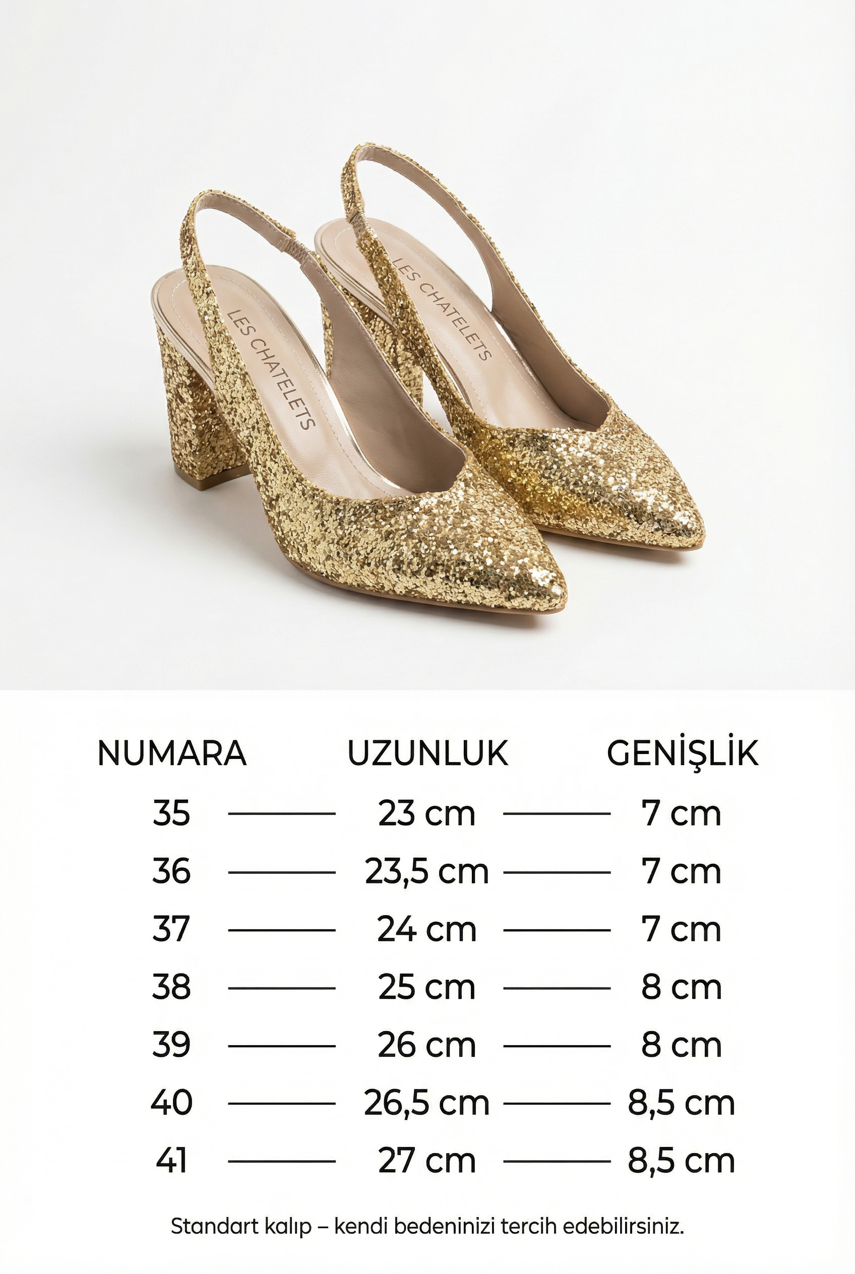 Éclats de Nuit – Altın Simli Slingback 9 cm Topuklu Ayakkabı