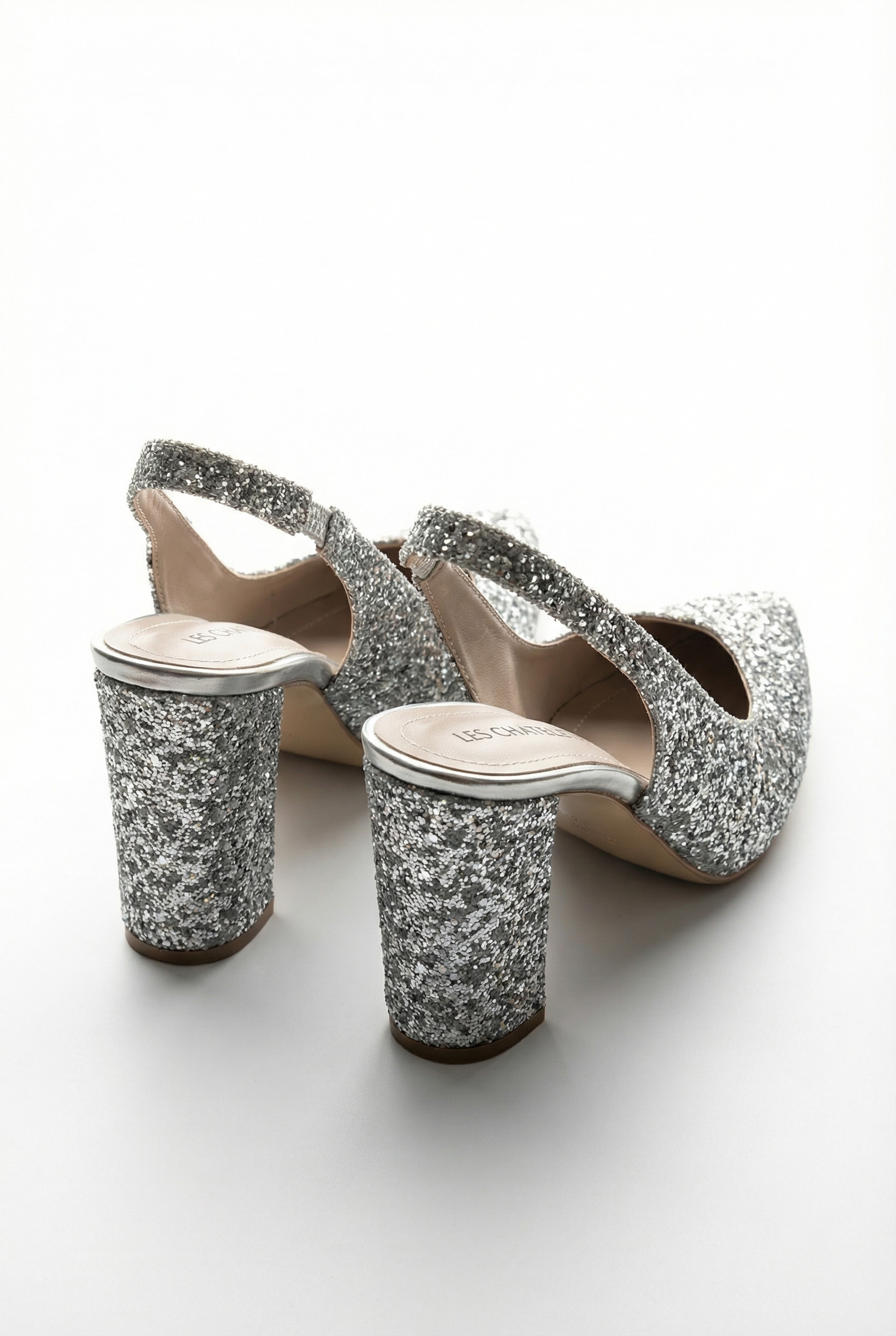 Éclats de Nuit – Gri Simli Slingback 9 cm Topuklu Ayakkabı