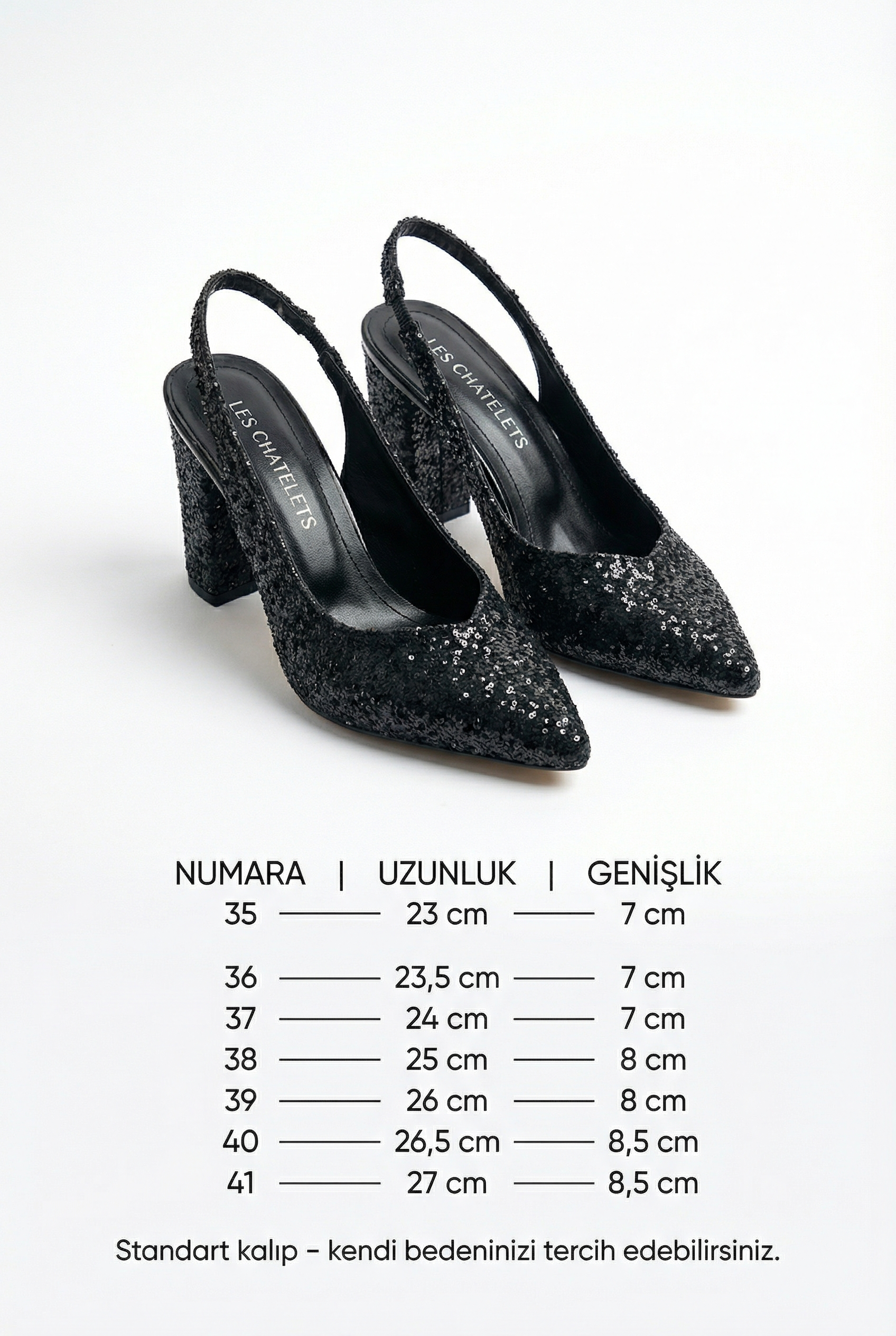 Éclats de Nuit – Siyah Simli Slingback 9 cm Topuklu Ayakkabı